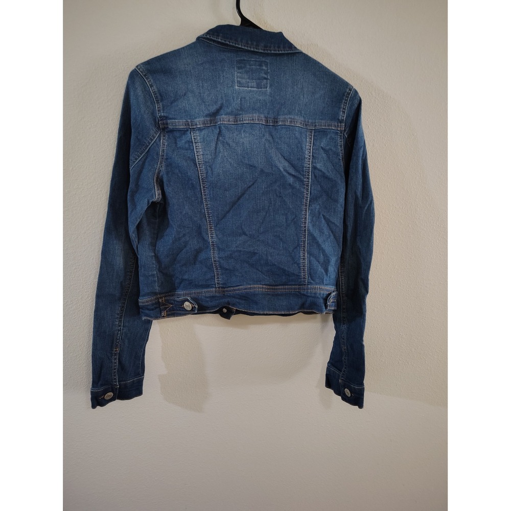 Wax Jean Womens Medium Wash Basic Denim Trucker Jacket Blue Size Large - Picture 3 of 3